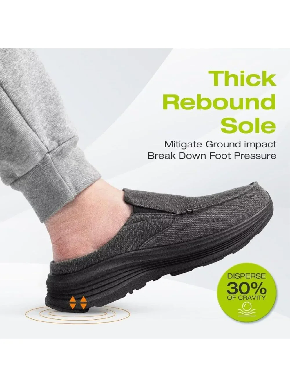 OrthoComfoot Men's Black Rubber Slip On Loafer Comfortable Non-Slip Casual Shoes